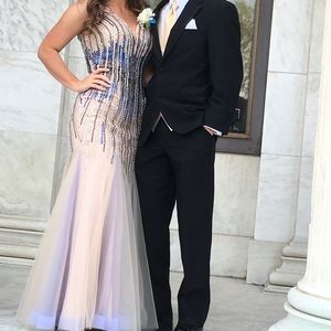 Atlas Bridal Long Beaded Prom Dress